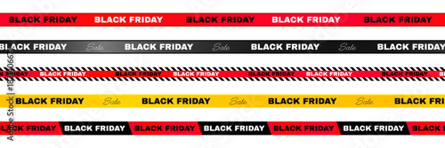 Black Friday Sale Banner Ribbons Vector Set for Discount Promotion and Marketing Design Elements