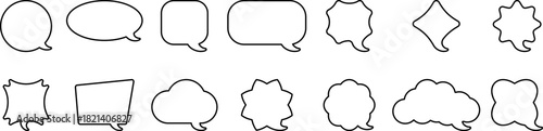 Set of various speech bubbles vector outlines for communication and dialogue design elements in black and white style
