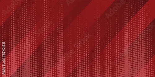 Red diagonal geometric shape with halftone. Modern fiber textured vector