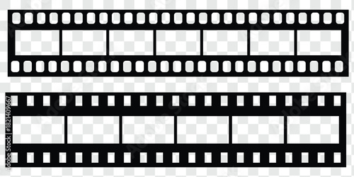 Grunge film strips collection. Old retro cinema movie strip video recording. Vector .