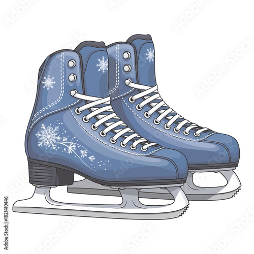 Lace Up for Winter Fun: Adorable Ice Skates with Snowflake Designs Ready for a Festive Skate, Perfect for Holiday Cards and Winter Event Promotions