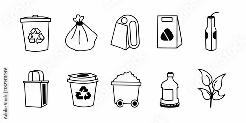 Collection of Recycling and Waste Disposal Icons