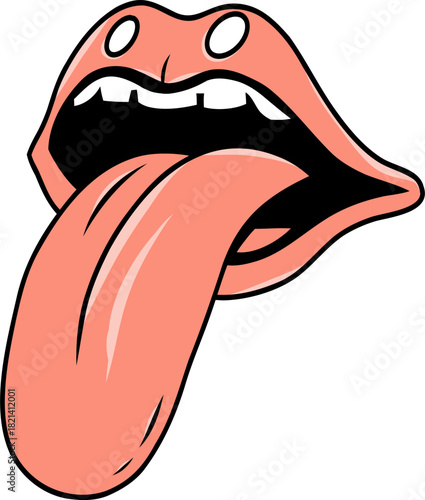 Illustration of mouth lips tongue teeth open expression design vector graphic art symbol sign