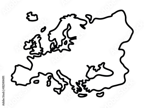 A simple outline map of the continent of Europe is shown against a white background.