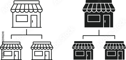 Franchise, business, hierarchy, structure, expansion, model, storefront, branches, growth, organization, network, management, retail, system, diagram, connection, corporate, visual, concept, strategy