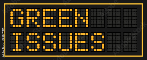 Orange color led banner in word green issues on black background