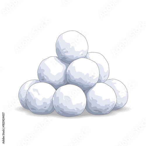 Pile of snowballs ready for a playful winter battle or a fun snow day activity, perfect for adding a touch of seasonal joy and excitement to your designs