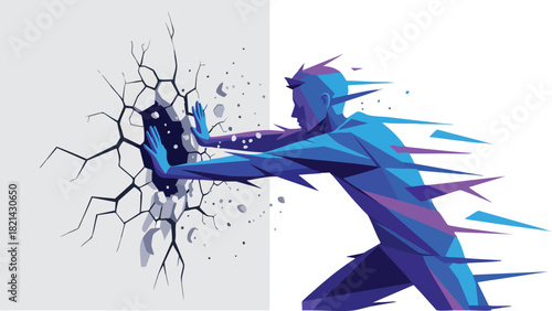 Breaking Barriers A Conceptual Illustration of Overcoming Obstacles