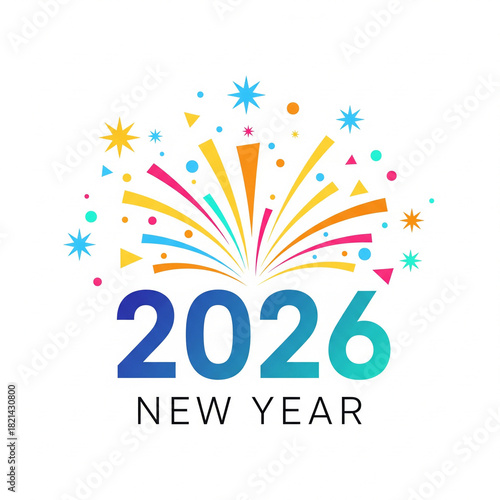 Vibrant New Year 2026 Celebration Fireworks and Festive Design