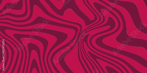 Red Groovy Waves Background. Abstract colorful retro style groovy psychedelic background banner. Vector Modern background for design and card, covers, package, wrapping paper.
