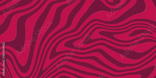 Red Groovy Waves Background. Abstract colorful retro style groovy psychedelic background banner. Vector Modern background for design and card, covers, package, wrapping paper.
