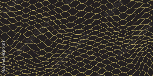 Luxury Gold Line Abstract Pattern on Black Background