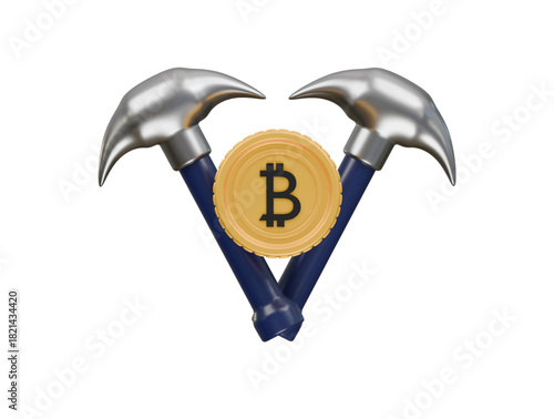 bitcoin mining icon 3d illustration render