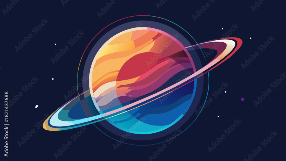 Fototapeta premium Minimal Celestial Orbit Geometry – Ultra-Clean Planetary Line Vector Illustration