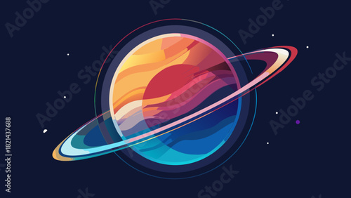 Minimal Celestial Orbit Geometry – Ultra-Clean Planetary Line Vector Illustration