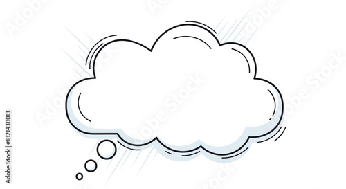A comic-style thought bubble with radiating lines and smaller circles, ready for text.