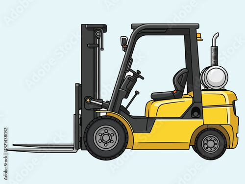 Yellow forklift truck illustration isolated on white background for industrial use