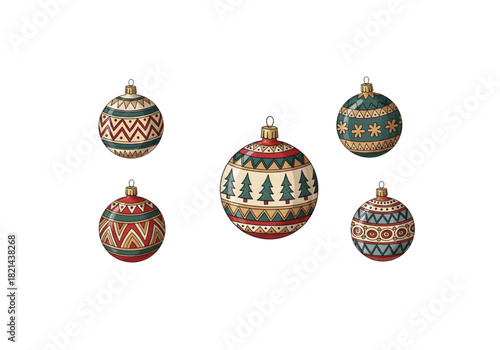 Christmas ornaments red and green baubles png on transparent background