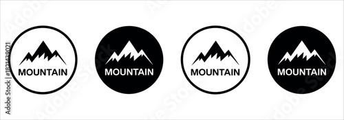 Bold mountain peak logos in black and white perfect for outdoor adventure brands, nature enthusiasts, and travel companies seeking a rugged, minimalist design.