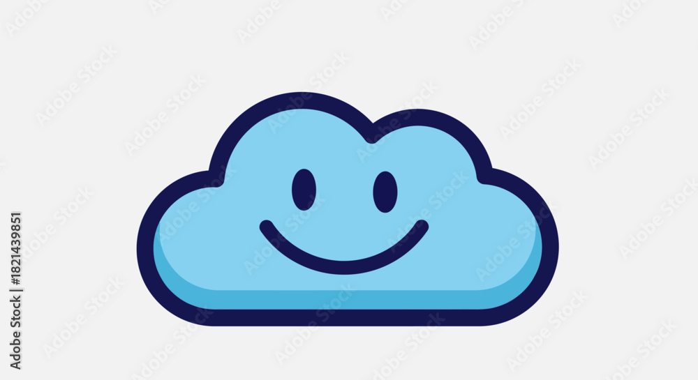 Obraz premium A cheerful blue cloud with a happy face.