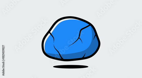 A single blue rock with cracks on its surface.