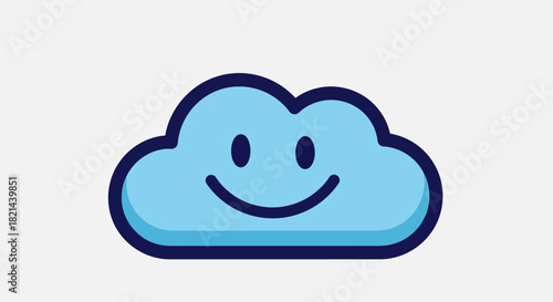A cheerful blue cloud with a happy face.