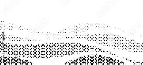 Abstract geometric black and white deco art halftone hexagone and triangle print pattern. vector background