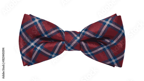 Red and Blue Plaid Bow Tie Isolated on White Background necktie accessory