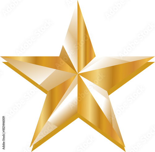 Luxury 3D Star Shape, Vector Isolated Star. Excellent for elegant website buttons, app icons, and user reviews