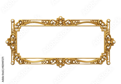 Gold Ornate Pearl Frame SVG on Transparent Background