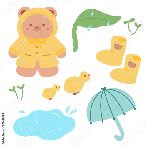 Teddy bear cute rain stiker