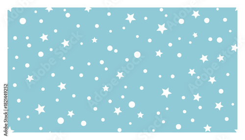 Seamless blue star pattern with scattered dots – simple festive winter sky background vector