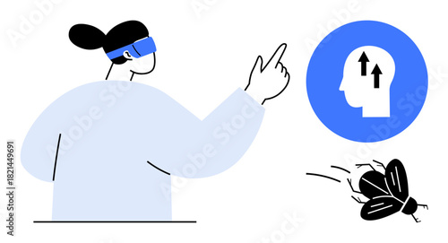 Virtual reality concept. Virtual reality interaction immersive technology, cognitive development, and AI for innovation. Virtual reality transforming communication and learning. Ideal for tech