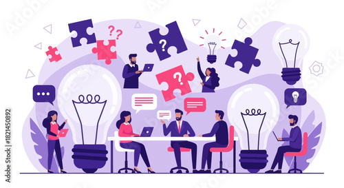 Brilliant brainstorming session igniting innovation with collaborative teamwork and problem solving for business growth and creative ideas