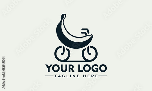 Creative banana bike series symbol for a healthy lifestyle brand vector. logo. illustration