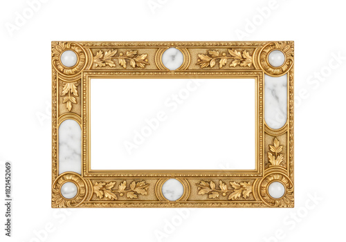 Gold Marble Neoclassical Frame SVG on Transparent Background