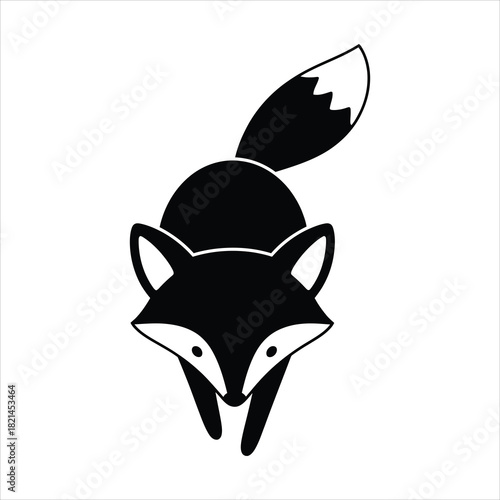 Stylized Black Fox Silhouette Elegant Wildlife Illustration