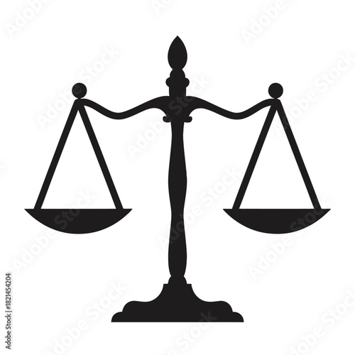Scales of justice balancing symbol isolated on white background, law and fairness concept isolated on white background, Vector, illustration