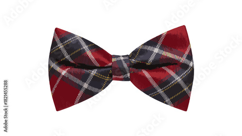 Red and Blue Plaid Bow Tie on White Background neckwear fashion