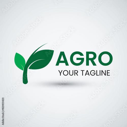 Leaf logo icon for agronomy farm earth green land line style graphic symbol vector illustration