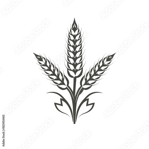 Three wheat ears icon isolated on white background, agriculture and harvest symbol isolated on white background, Vector, illustration