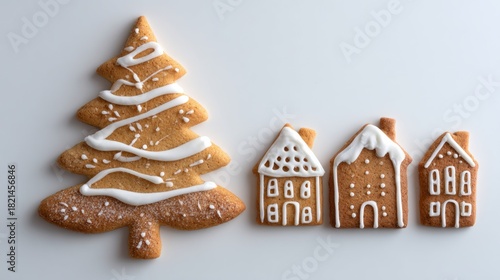 Wallpaper Mural A tree with houses on top of it. The houses are decorated with icing and sugar. The image conveys a festive and cozy atmosphere, likely for the holiday season Torontodigital.ca