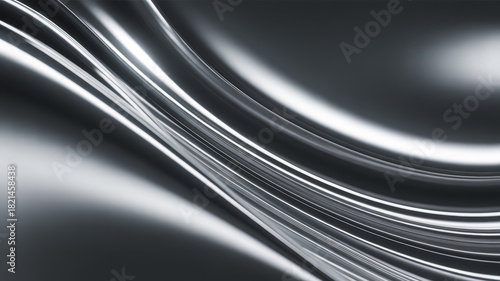 Abstract metallic waves with high reflectivity and smooth flowing curves.