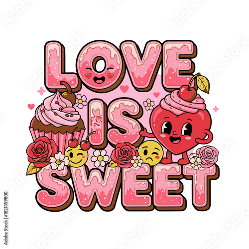 Love is Sweet Cartoon Festive Celebration of Affection and Joy