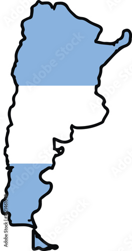 Argentina map outline filled with flag colors national symbol of the nation