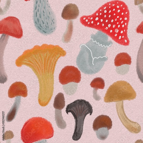 mushrooms seamless pattern