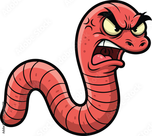 Angry Cartoon Earthworm Vector Illustration Character