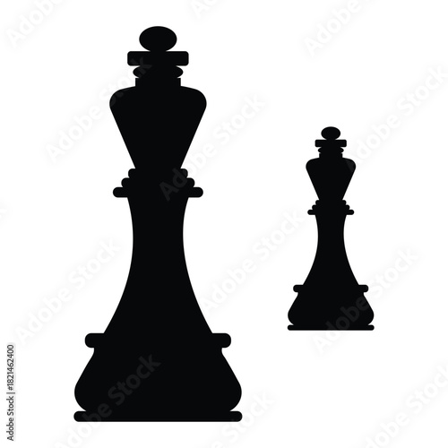 Chess king icons in flat style. Simple game element illustration. Silhouette of king chess piece on a white background. Vector illustration.