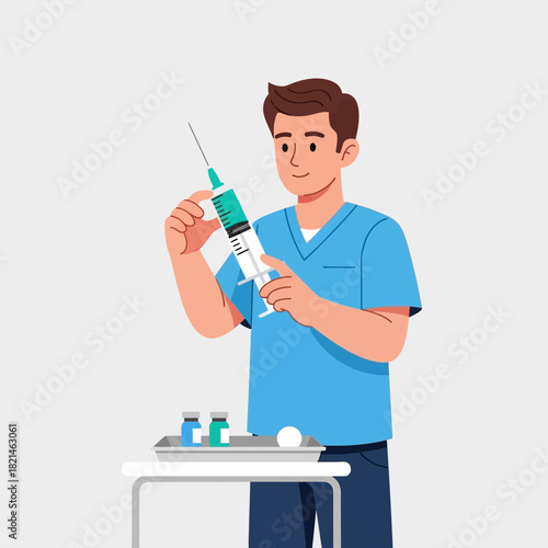 A doctor preparing a syringe for an injection