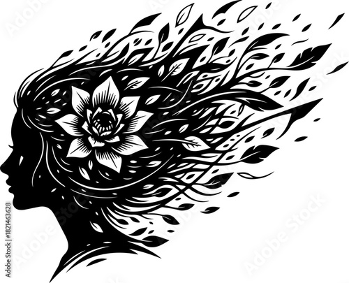 Floral Spirit Black Silhouette